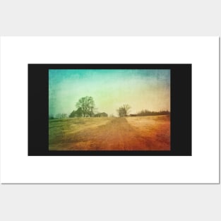 Country Road In Winter Textured Photograph Posters and Art